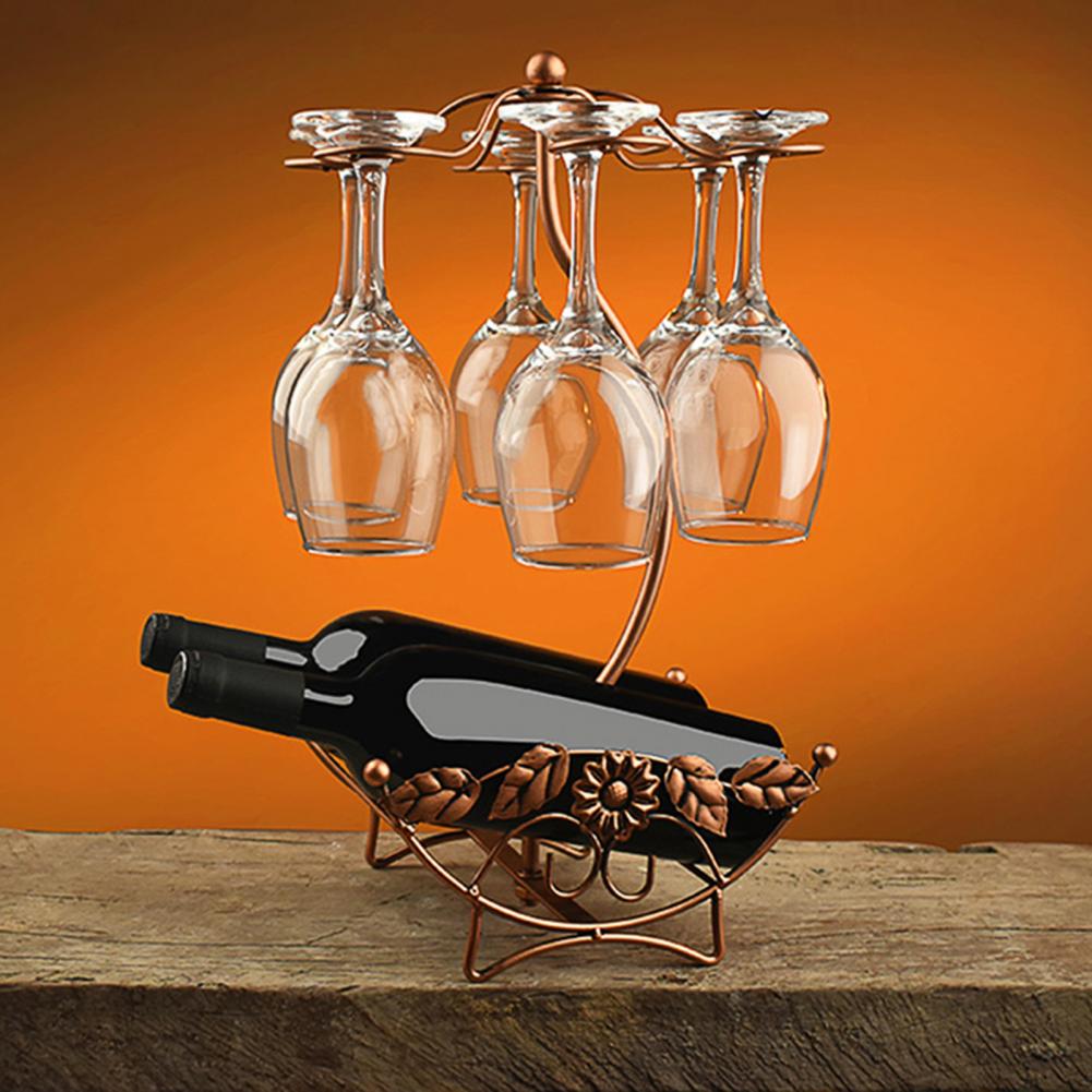 Home Bar Stand - حامل زجاجات نبيذ حديدي مضاد للانزلاق