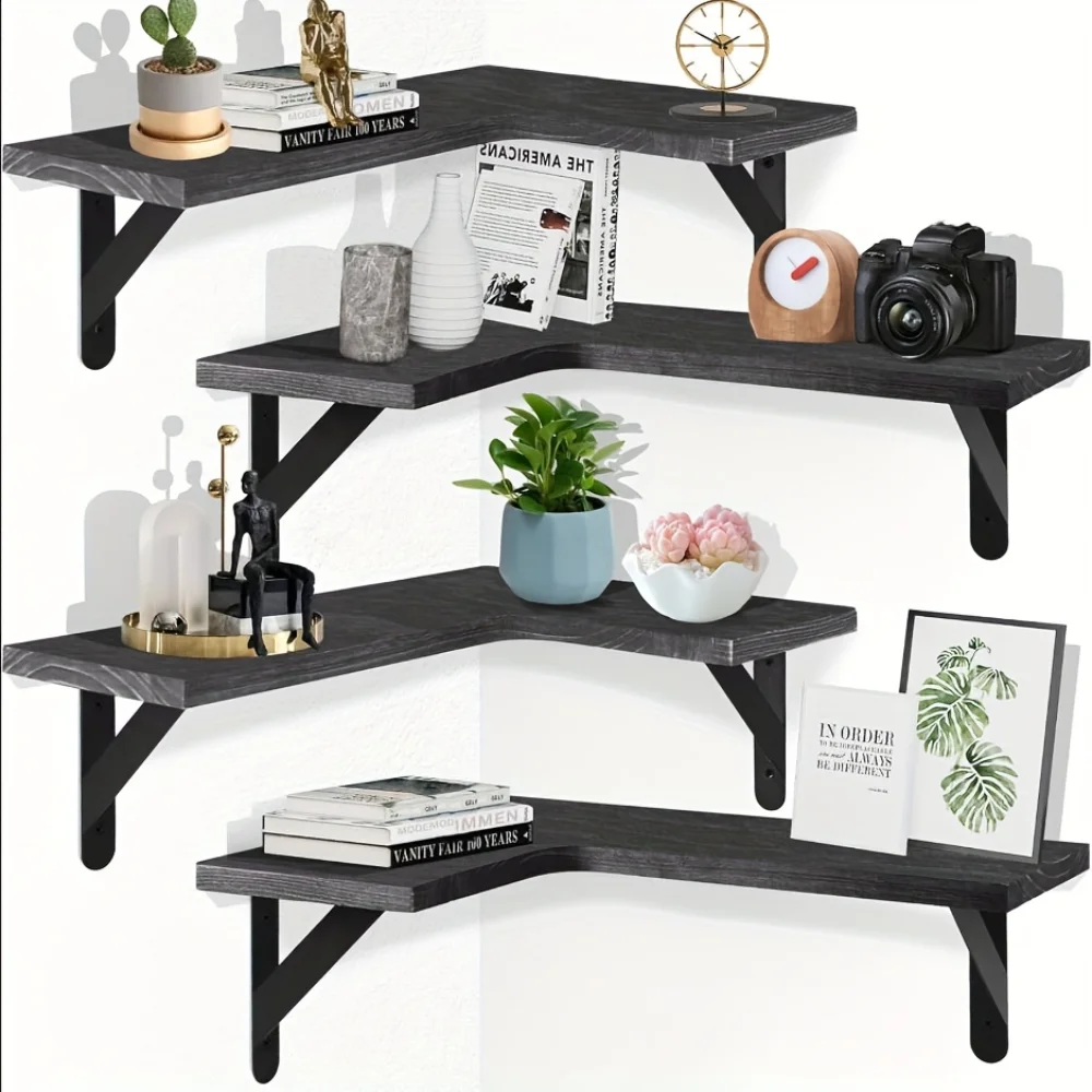 Home Bar Shelf - رفوف خشبية طبيعية معلقة على الحائط