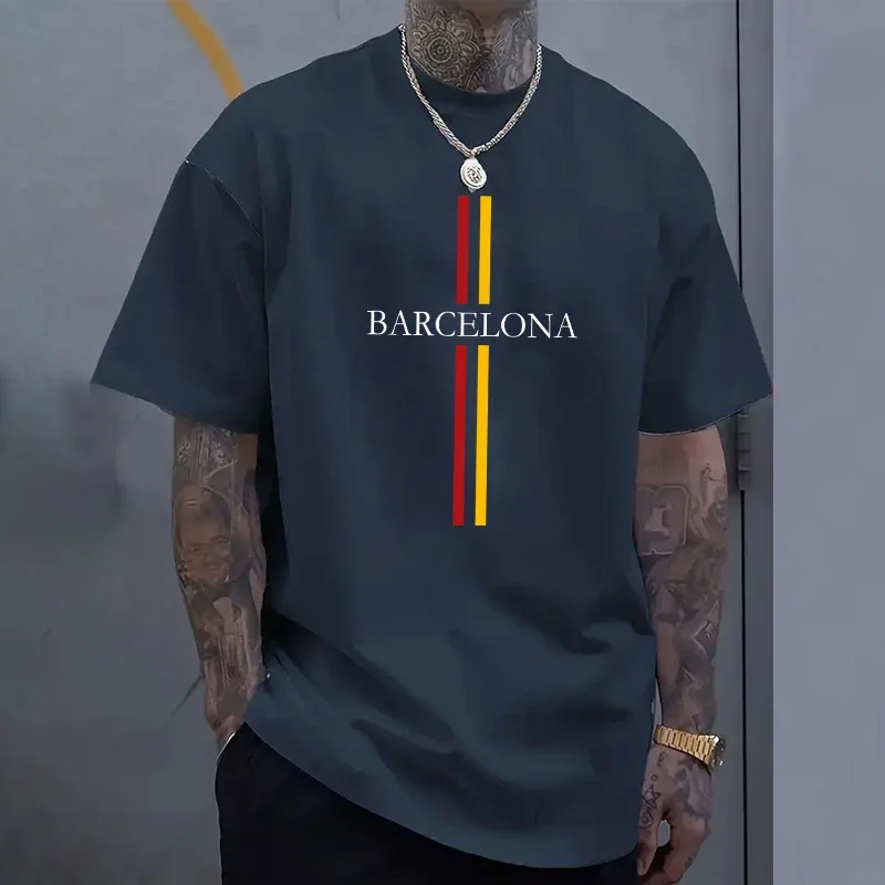 Home Barcelona - تي شيرت رجالي قطني من برشلونة،