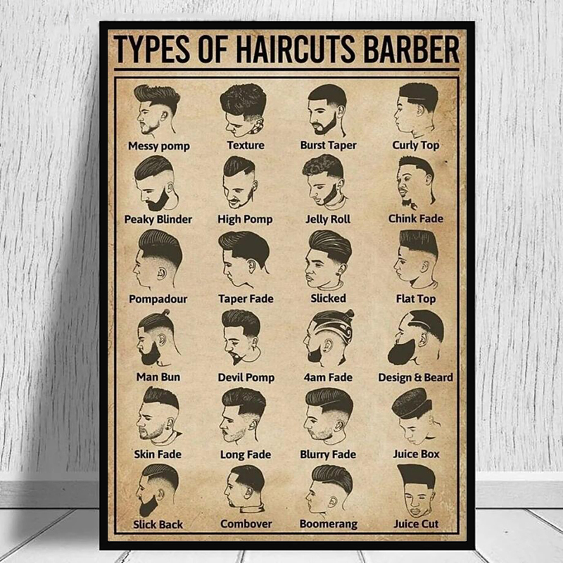 Home Barber - ملصق وطباعة على قماش بتصميمات حلاقة