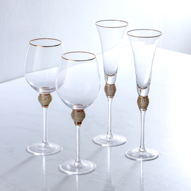 Highball Glass Set - الفاخرة الماس الذهب حافة Highball الزجاج