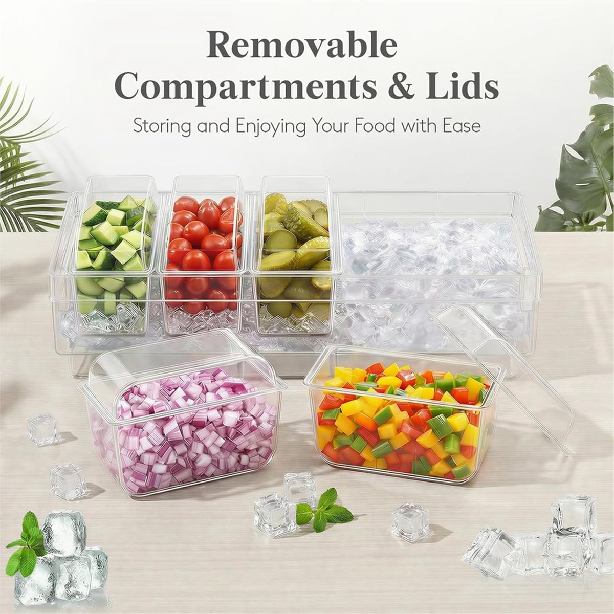 Garnish Tray Set - حاويات التوابل المبردة A1846K، طقم تقديم