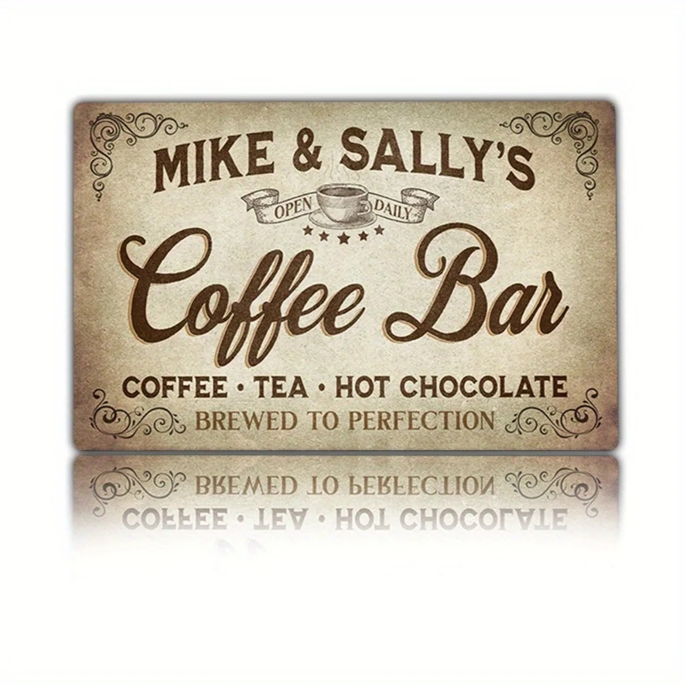 Home Bar And Coffee - لافتة معدنية مخصصة بتصميم عتيق لمقهى،