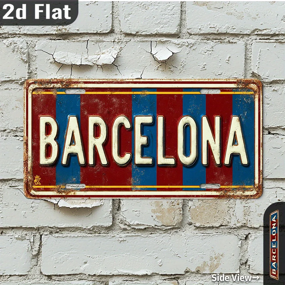 Home Barcelona - لافتة خشبية مسطحة ثنائية الأبعاد بتصميم