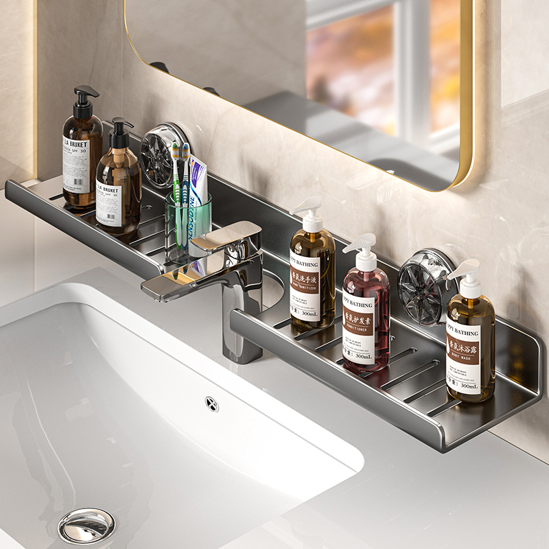 Home Bar Sink - رف حمام أمامي بمرآة وحامل شفط،
