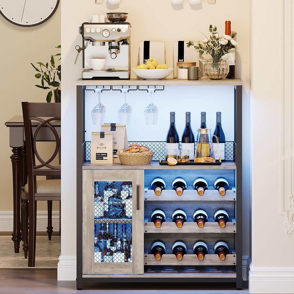 خزانة نبيذ بإضاءة LED على الطر - مراجعة Home Bar And Cabinet وسعره