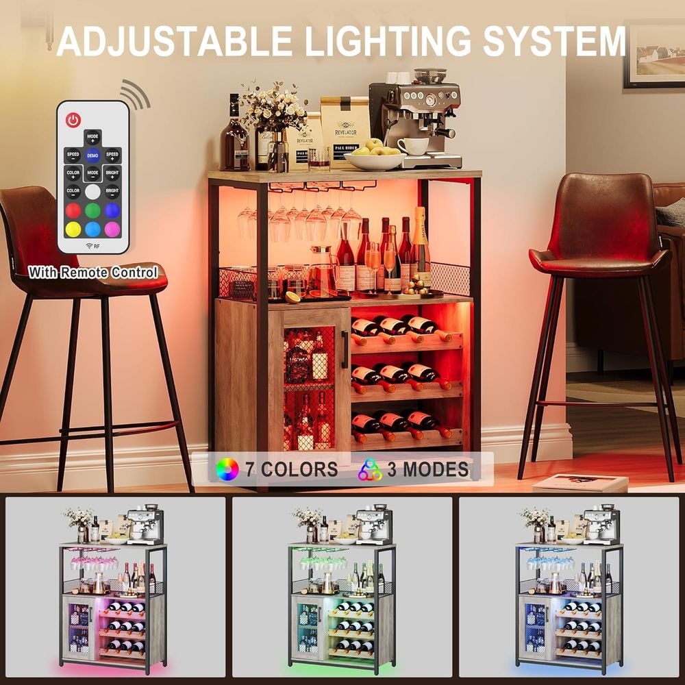 خزانة نبيذ بإضاءة LED على الطر - مراجعة Home Bar And Cabinet وسعره
