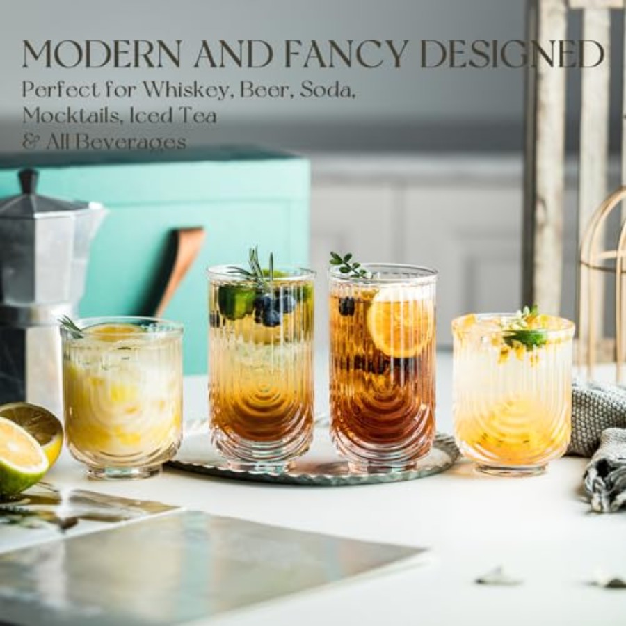 أكواب كوكتيل على طراز الآرت دي - مراجعة Highball Glass Set وسعره
