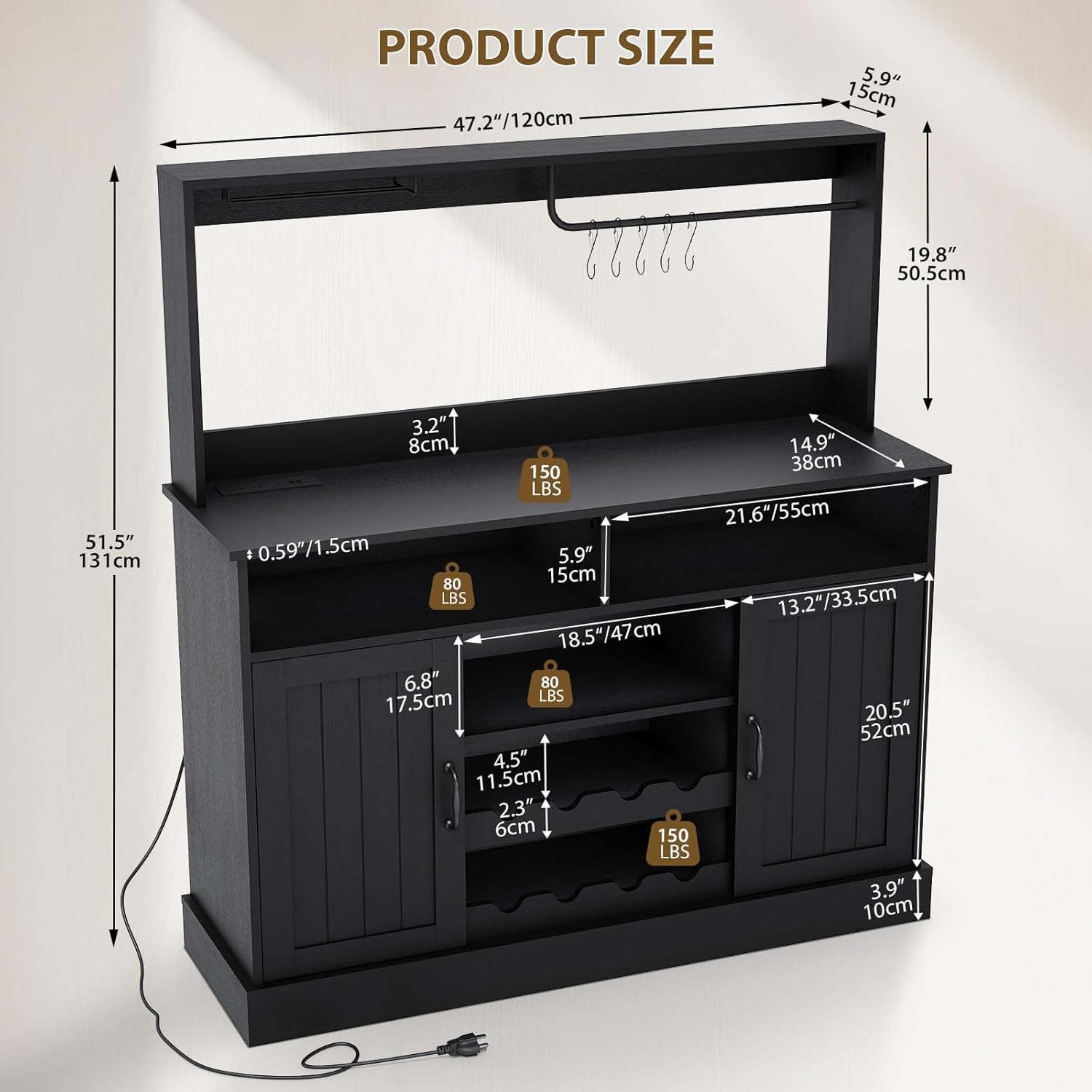 خزانة قهوة بطراز المزرعة مقاس  - مراجعة Home Bar And Cabinet وسعره