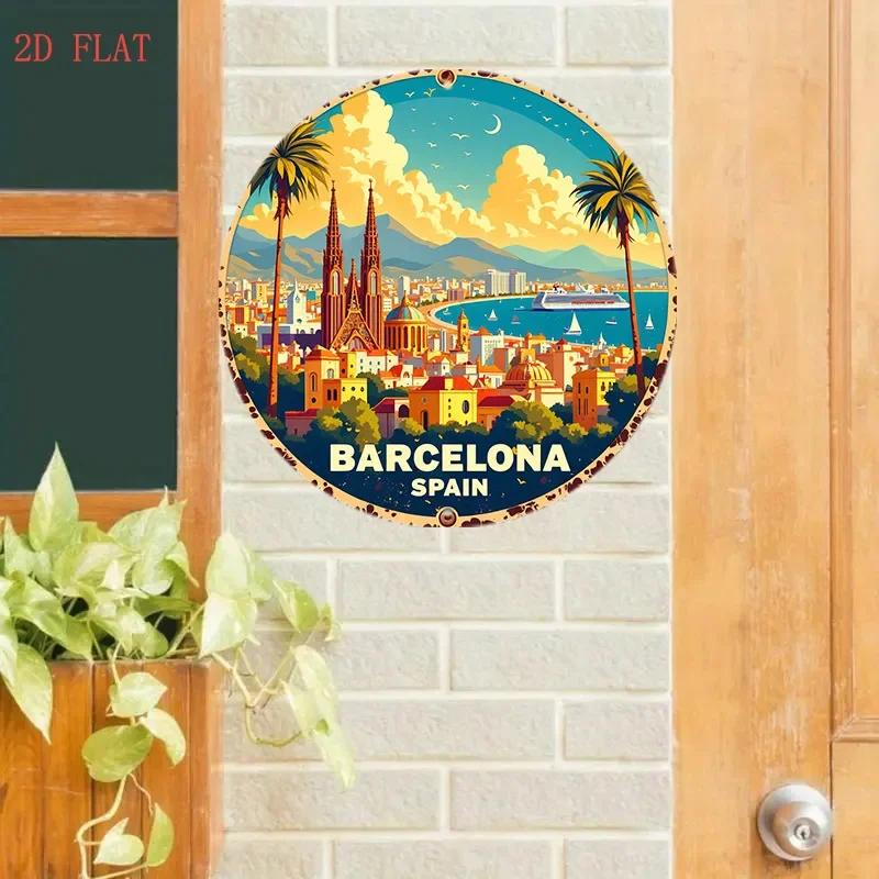 لافتة معدنية مستديرة مقاس 8 بو - مراجعة Home Barcelona وسعره