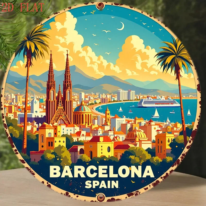 لافتة معدنية مستديرة مقاس 8 بو - مراجعة Home Barcelona وسعره