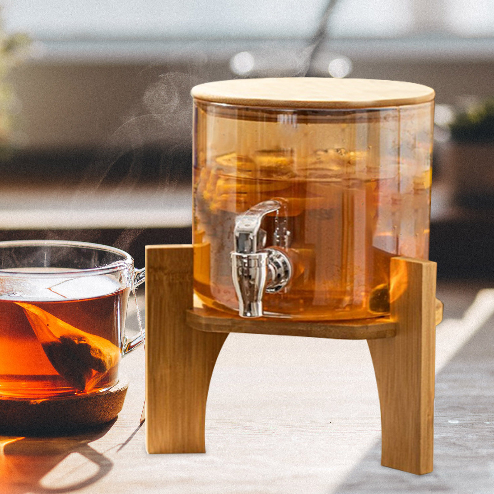 حامل مشروبات خشبي أنيق بقاعدة  - مراجعة Home Bar Shelf وسعره