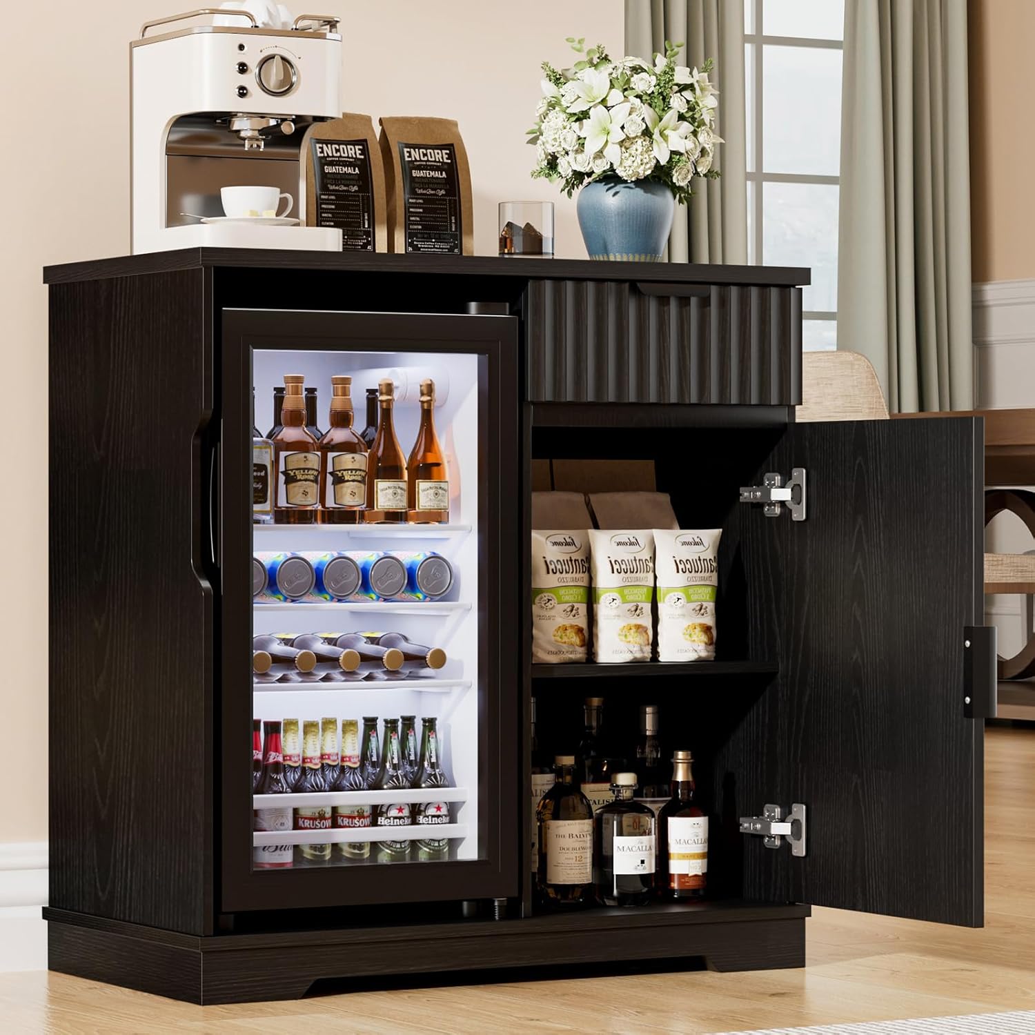 خزانة بار قهوة مخددة مع درج سح - مراجعة Home Bar And Fridge وسعره