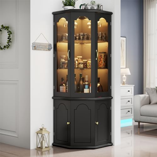 خزانة بار زاوية مع إضاءة LED،  - مراجعة Home Bar Shelves وسعره