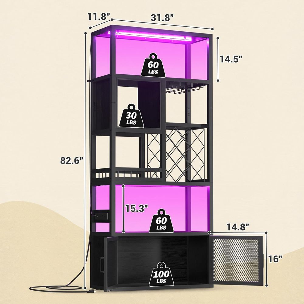 خزانة بار بارتفاع 82.6 بوصة مع - مراجعة Home Bar And Cabinet وسعره