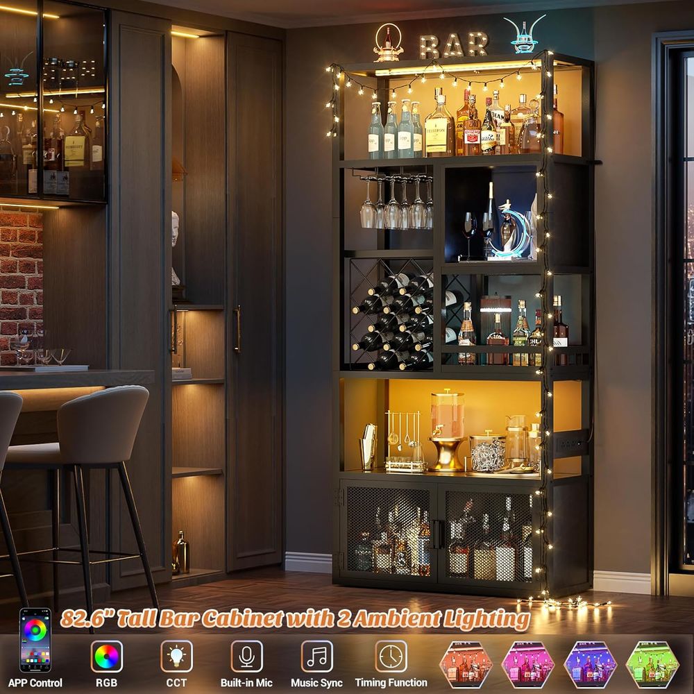 خزانة بار بارتفاع 82.6 بوصة مع - مراجعة Home Bar And Cabinet وسعره