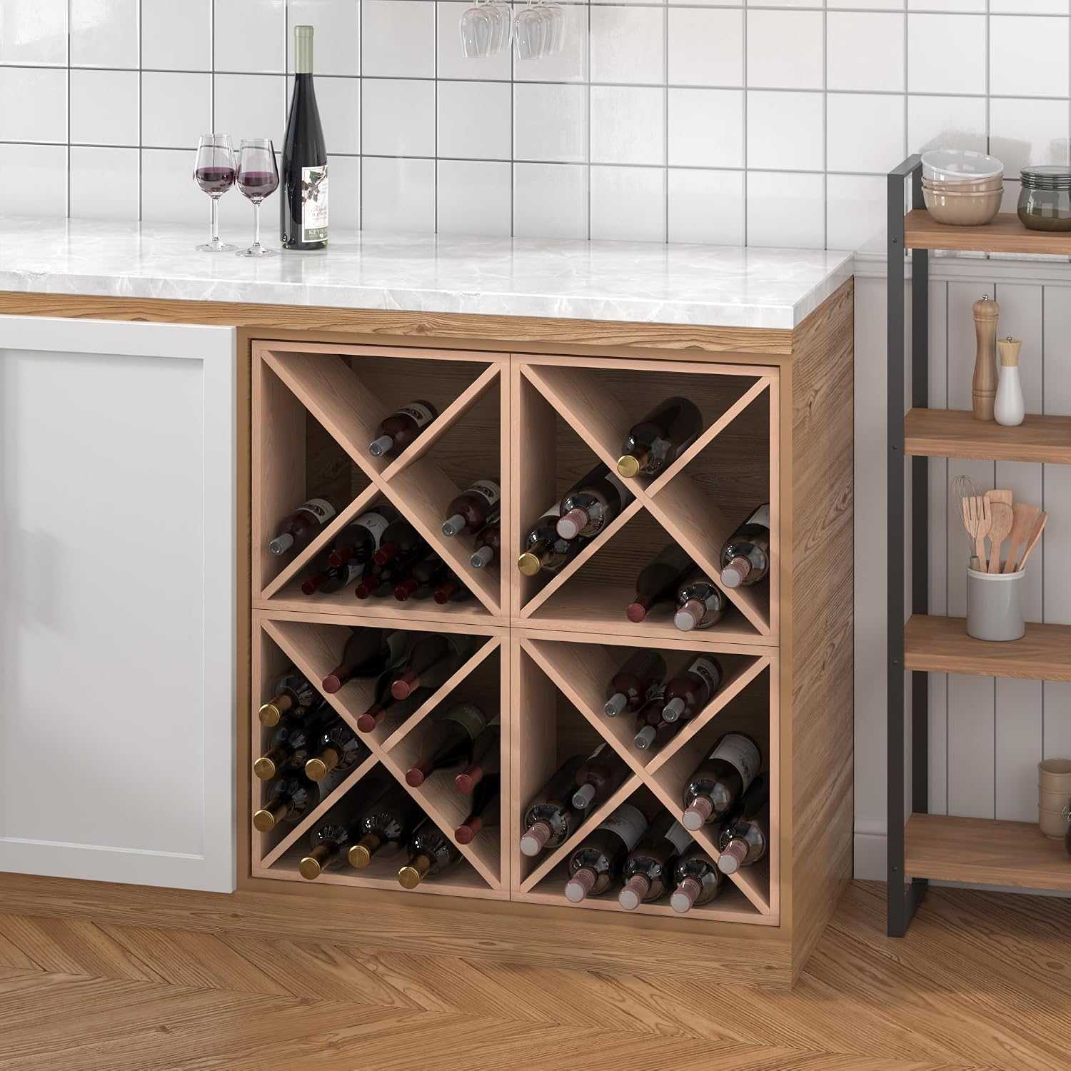 رف نبيذ بسعة 96 زجاجة، وحدة تخ - مراجعة Home Bar Shelf وسعره
