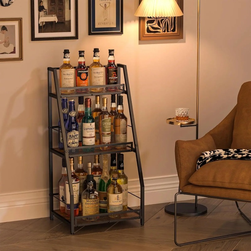 رف نبيذ ثلاثي الطبقات على شكل  - مراجعة Home Bar Shelves وسعره